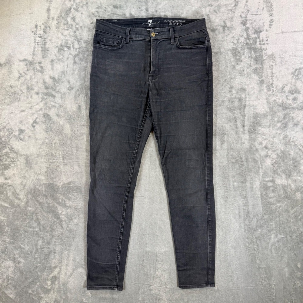 7 For All Mankind High Waist Ankle Skinny Jeans‎ Women's Size 32 Gray Denim